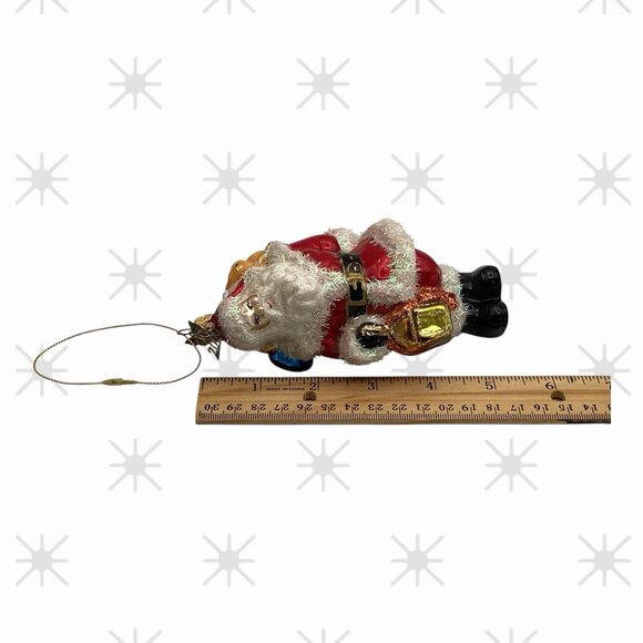 Fitz And Floyd 2008 Santa Glittered Christmas Ornament 6in 4in Hanger - Picture 7 of 7